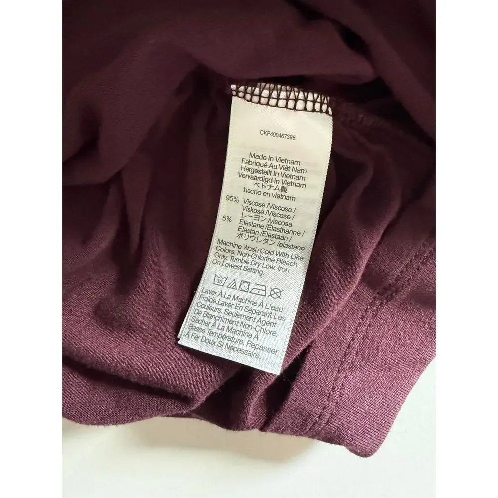 $58 Madewell Side-Cinch Long-Sleeve Polo Top - small - Burgundy - Picture 9 of 11